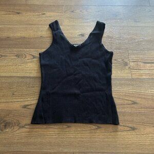Elegant Black Ribbed Tank Top